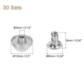 sourcing map 30 Set Leather Rivets, 12mm Turquoise Rapid Rivets Studs Rivets Craft Accessories for DIY Leather Craft Fabric Clothes Belt Bags, Silver/White