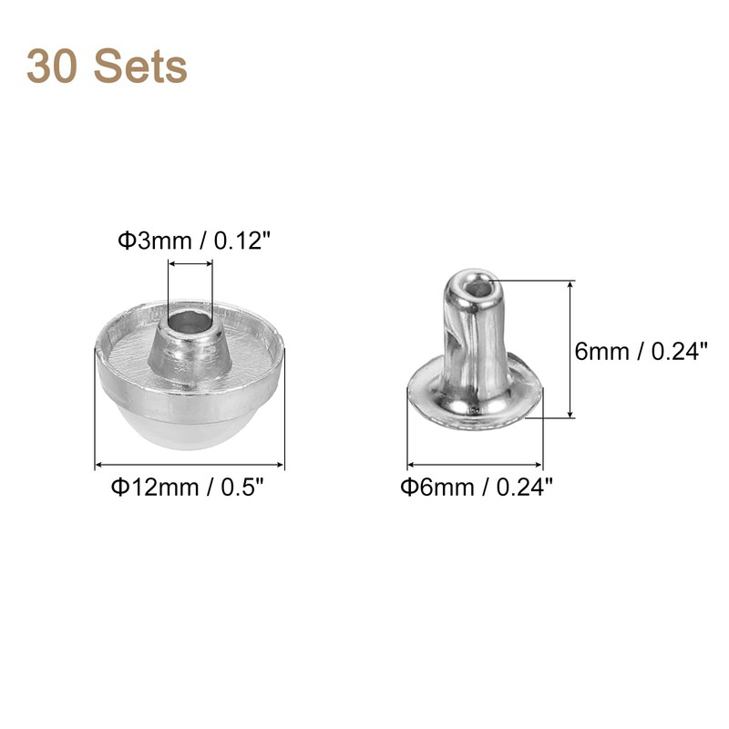 sourcing map 30 Set Leather Rivets, 12mm Turquoise Rapid Rivets