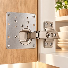 Cabinet Hinge Repair Plate Kit – 10 Set Stainless Steel Hinge Mounting Plates with Screws for Loose Cabinet Doors