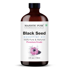 Majestic Pure Essential Oil with Glass Dropper - 100% Pure and Natural - Essential Oils for Diffuser, Aromatherapy, Soap and Candle Making, Blackseed Essential Oil, Blackseed Oil, 4 Fl Oz