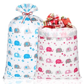 MOORIIY 2 Pcs Jumbo Baby Shower Bag Extra Large Gift Bags for Presents, 56x36inch Oversized Plastic Storage Wrapping Bags Giant Gift Bags with Ropes for Baby Shower Birthday Favors Supplies
