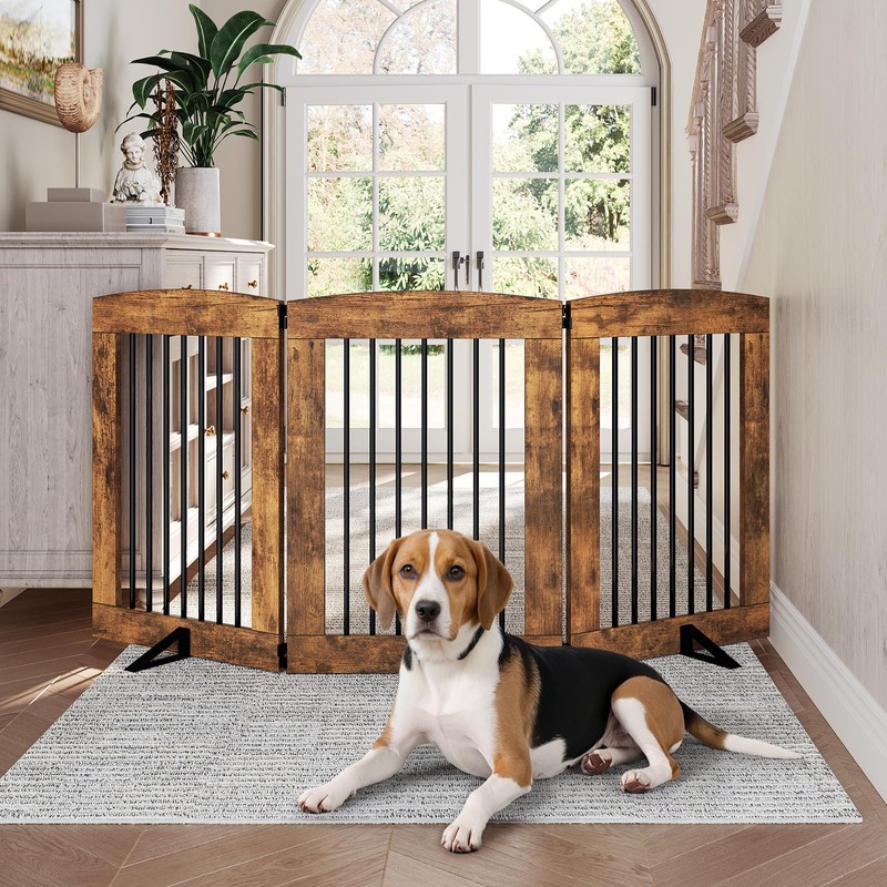 HOOBRO Indoor Dog Gate with Support Feet, Freestanding Pet Gate