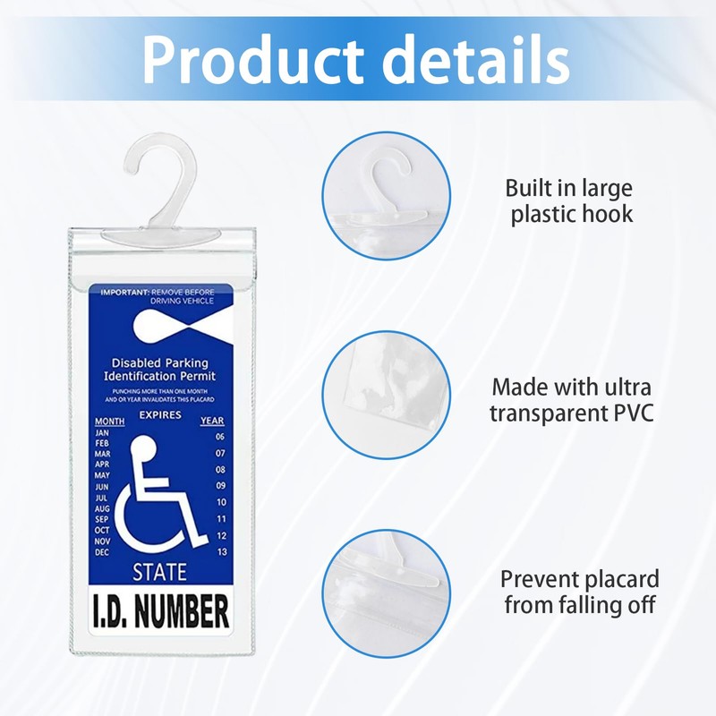 Dickno Handicap Placard Holder, 11.6" x 5" Ultra Transparent Disabled