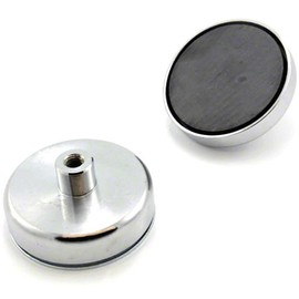 Ferrite Pot Magnet for DIY, Engineering, Manufacturing, Hanging and Holding Applications - 80mm dia x 32mm tall x M10 thread - 60kg Pull