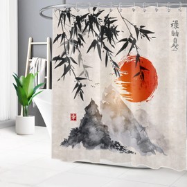 LB Shower Curtain, Polyester Fabric, Extra Long Bath Curtains, Waterproof Anti-Mould Bathroom Decor, Home Accessories with Curtain Hooks.