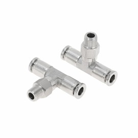 RATCHROLL Push to Connect Air Fittings 1/4" t Type Air Line Quick Joint 304 Stainless Steel 1/8"BSPT 2 Pcs Silver Tone