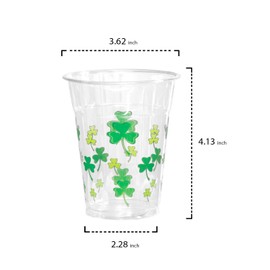 Party Essentials Soft Plastic Printed Party Cups, Shamrocks/Clovers, 12 oz, 60-Count