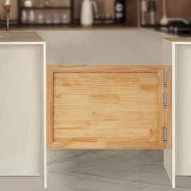 Swinging Doors Cafe Doors, Solid Wood Cafe Saloon Door Half Door, Interior Wood Door Swing Door for Hallway Kitchen Bar Pub Entrance Partition, 35.4" x 23.6" Single Dutch Door with 3 Spring Hinges