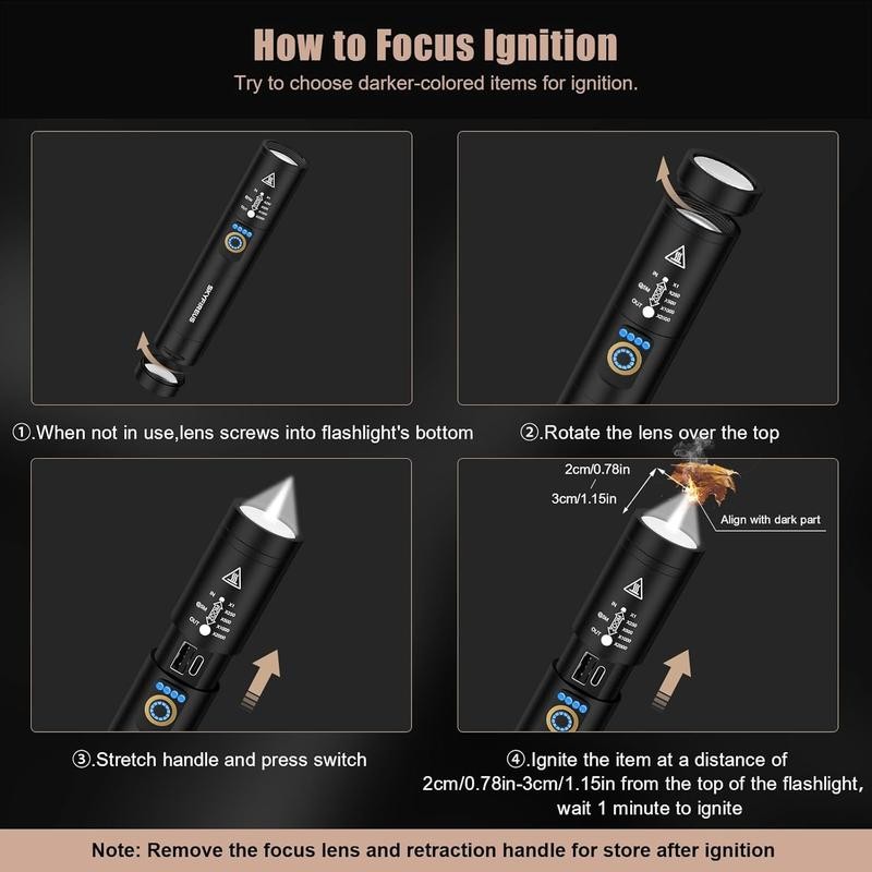 Pocket-Sized SKYFIRE 1353 Flashlight: Zoomable & Rechargeable for Emergencies, Night