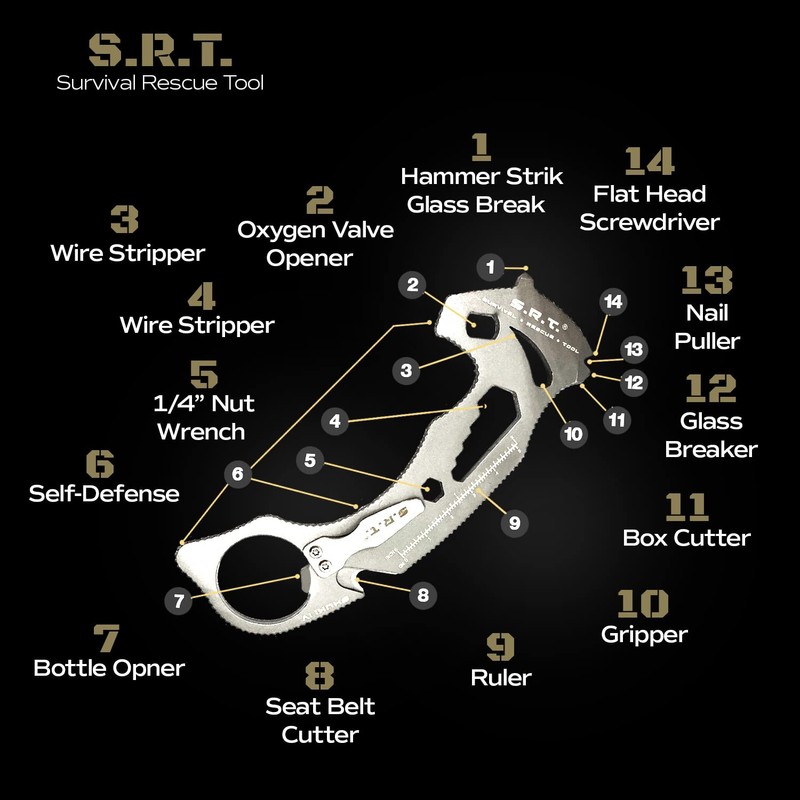 S.R.T. Survival Rescue Tool - 14 Function Premium Rescue Automobile