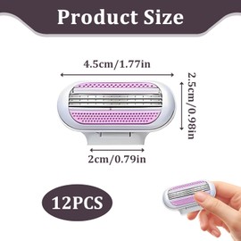12 Stück Rasierklingen Damen, Ersatzklingen für Venus Rasierer, 3-fach Klingensystem, Feuchtigkeitsstreifen für empfindliche Haut, Langanhaltende Schärfe und Präzise Rasur für Alle Hauttypen