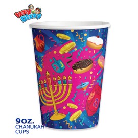 Izzy 'n' Dizzy Hanukkah - Vasos de papel de Janucá - 9 oz - Paquete de 10