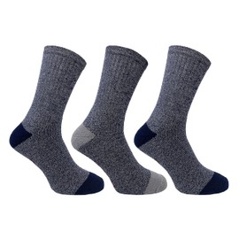 Bramble Mens All Terrain Walking Boot Socks | Ribbed Support - Soft Grip - Cotton Rich Comfort with Twisted Yarns | 3 Pairs | Blue Mix | UK Size 6-11