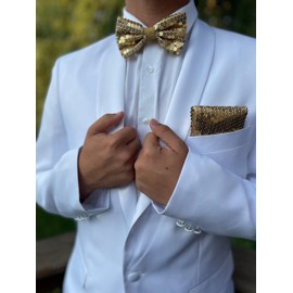 tiemart Gold Sequin Bow Tie