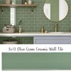 3X12 Olive Green Ceramic Subway Wall Tile Backsplash for Kitchen,