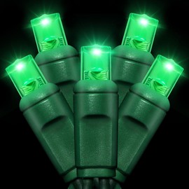 JUSTPRO 25ft 50 Counts Green LED Christmas Lights - Commercial Grade Green Christmas Lights Outdoor Waterproof,LED Lights 5mm Wide Angle Green Wire, Xmas Tree Lights, IP65, UL