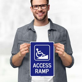 Access Ramp With Graphic Sign, 10x7 Inches, 4 Mil Vinyl Decal Stickers Weather Resistant, Made in USA by My Sign Center