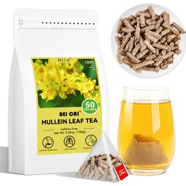 BEI CAI Mullein Leaf Tea Bags,3g X 50 Bags for Lungs Cleanse,Pure Natural Herbal Tea CaffeineFree- Good for Detox & Respiratory System (Mullein Leaf Tea)