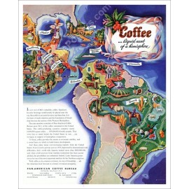 Unbranded 1940s coffee map of Central South America colorful vintage art NEW POSTER 20x24