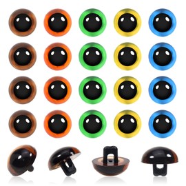 TOAOB 20pcs Sew On Safety Eyes Buttons 12mm 5 Colors Plastic Mushroom Domed Sewing Crafting Eyes for DIY Stuffed Animals Amigurumis Crochet Doll Making