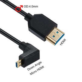 MysRuida 1ft 8K Micro HDMI 2.1 to HDMI 2.1 Cable, 90 Degree Down Angle 8K Micro HDMI Male to 8K HDMI Male Adapter Cable, OD 4mm Slim Ultra HD HDMI 2.1 Version 8K Cable, 8k@60HZ