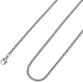 SUNNYCLUE 1 Box 8Pcs 24 Inch/60CM Stainless Steel Square Box Chain Blank Necklace Chains 2.5mm Silver Metal Round Boxes Links with Lobster Claw Clasps for Jewellery Making DIY Crafts Women Supplies