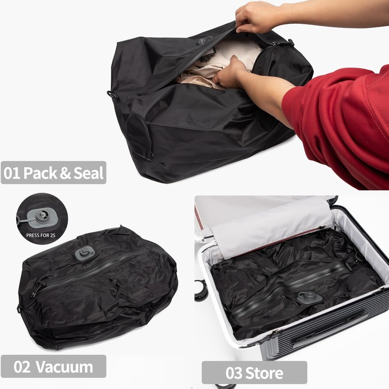 Automatic Vacuum Bag for Travel Luggage with Pump, Reusable Space