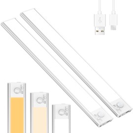 Epicflare Pack of 2 24 cm Under-Unit Light Kitchen LED 1500 mAh Cabinet Lighting Wireless LEDs Sensor Light 3 Colour Modes Dimmable Cabinet Lighting with Motion Sensor for Kitchen Garage Cabinet