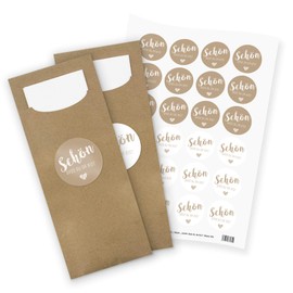 itenga 24x Cutlery Bags Brown + Sticker "Schön DASS du da bist braun" [German Language