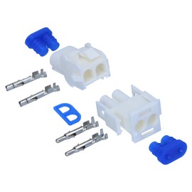 Kalitec KALI-1102 Universal MATE-N-LOK Set 2-Pin with Contacts and Seals IP 57 I Electric Plug White I Polyamide 6.6 I Connector for Lighting, Circuit Boards I Pitch 6.35 mm