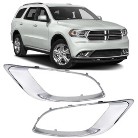 COOL STAR Left & Right Fog Light Trim Compatible with Dodge Durango 2014-2020 Replaces 5113744AB 5113745AB（Chrome）