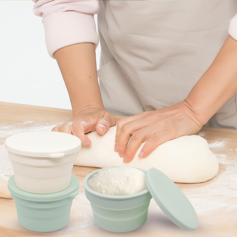 Canumer 4PCS Pizza Dough Proofing Box - Mini Stackable Silicone