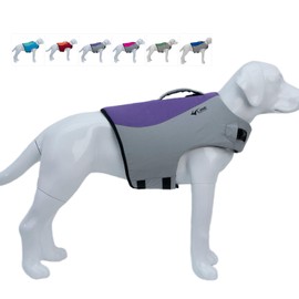 Dog Life Jacket, Sport Style Dog Float Coat with Excellent Buoyancy, Stylish Dog Swimming Safety Vest with Rescue Handle for Small Medium Large Dogs Purple M