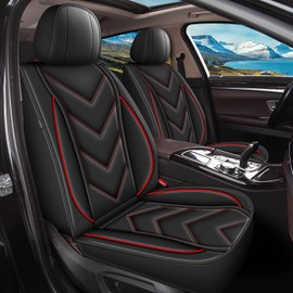 RAWAKORW Car Seat Covers Fit for Nissan Frontier 2007-2024 2025 Faux Leather Waterproof Front Set Automotive Seat Cover for Frontier (2 Seat, Red Line)