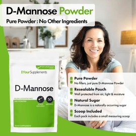 Your Supplements - D Mannose Pure Powder 50g | Natural & Non GMO | Vegetarian & Vegan Friendly | Scoop Included