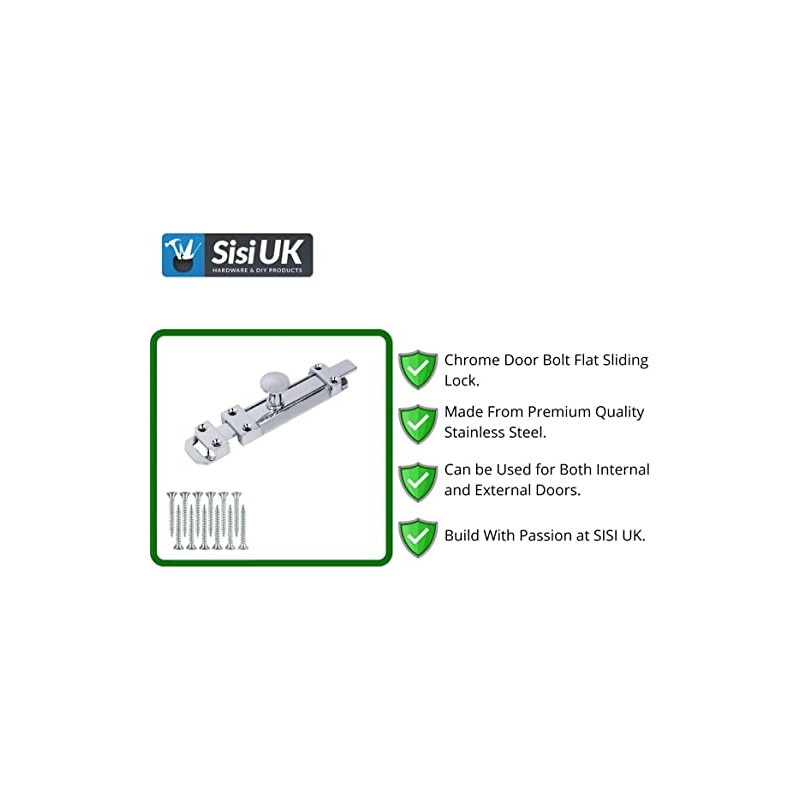 Door Bolts 8 Inch Chrome Flat Bolt Surface Door Latches