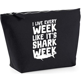 Hippowarehouse I live every week like it's shark week printed make up cosmetic wash bag 18x19x9cm