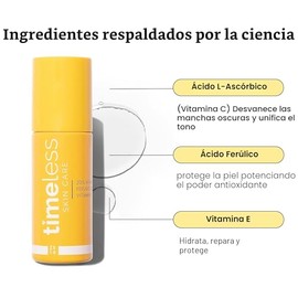 Timeless Skin Care Suero de vitamina C con vitamina E y ácido ferúlico, suero iluminador, para pieles grasas y secas, sin fragancia, 1.7 onzas