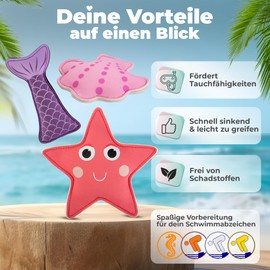 KIDVERSE Diving Animals for Children - Tested Water Toy - Neoprene Diving Toy for Children - Colourful Swimming Pool Toy for Learning to Dive - Pool Toy (Ocean Magic Pink)