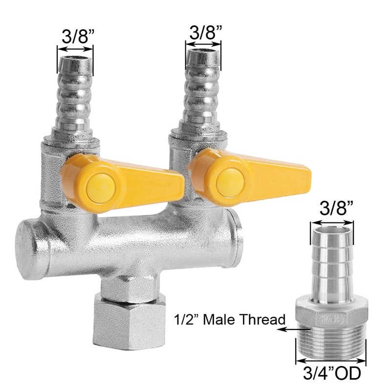 BesNPT Nickel Plated Brass 3 Way Shut Off Gas Valve