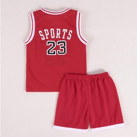 GLIGLITTR Toddler Kid Basketball Jersey Outfit Baby Boy Girl Letters Tank Top + Track Shorts Sets Boy Summer Clothes (Red, 5-6 Years)