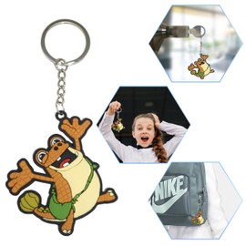 HOVUK 2D Dinosaur keychain in Mazu Character, 11.5cm Rubber Keyring for Stocking Stuffers and Party Favors Gifts for 3+Y Kids, Perfect Bag Ornament