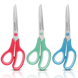 KUONIIY Scissors 8 Inch Soft Comfort-Grip Handles Sharp Blades, 3-Pack