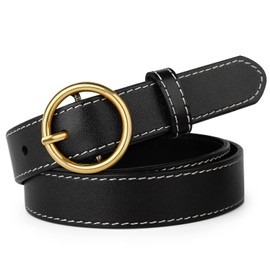 Catelles Womens 1" Casual Jean Dress Belts, Full Grain Women Leather Belt with Gold Alloy Fashion Buckle for Ladies Girls
