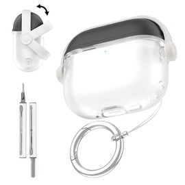 for AirPods 4 (4th Generation) Case Cover,Cute Stand Protective Silicone Skin Cover for AirPods 4,with Keychain & Cleaner Kit,Black