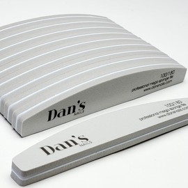 Dan's Nails Sponge Buffers Half Moon 100/180 Grit Double Sided Emery Board Nail Files Pack of 10pcs for Gel, Acrylic, and Natural Nails Professional Grade Salon Manicure Art