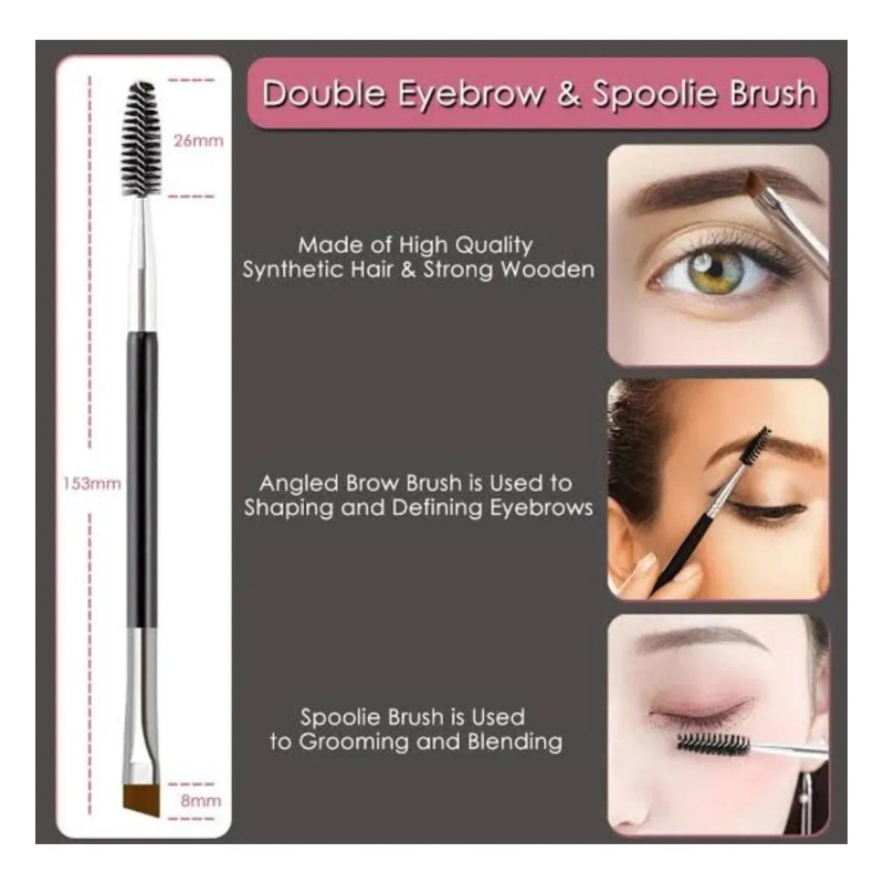 Brocha Doble Para Ceja Cepillo Pestañas 2 Cabezas Maquillaje