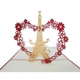 iGifts And Cards Eiffel Tower With Love Pop Up Greeting Card – Cute Card For Wife, Congrats Anniversary Card, Thinking of You, Valentine's Day, Paris Themed Decor, Romantic Daughter's Engagement