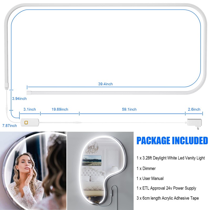 MY BEAUTY LIGHT LED Vanity Lights Strip for Mirror, 6000K