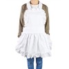 White Cotton Women Maid Apron Ruffle Hem Kitchen Solid Color